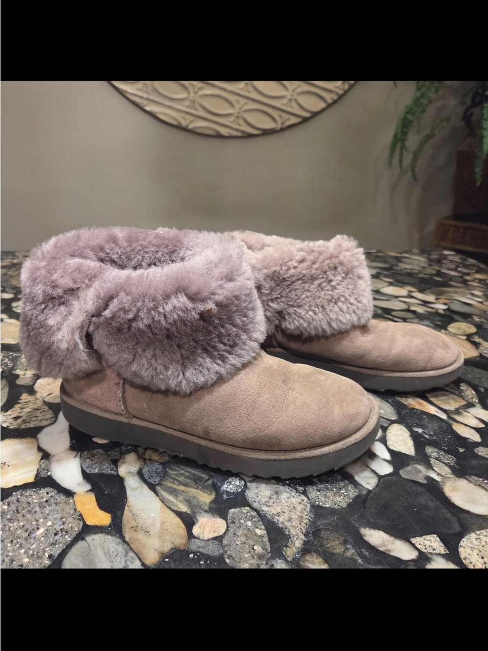 UGG Women's Short Shearling-Lined Suede Boots - Taupe - Picture 7 of 10